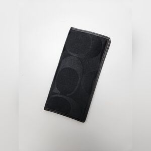 Coach Black Leather and Fabric Checkbook Wallet For‎ Men Or Women Wallet Coach